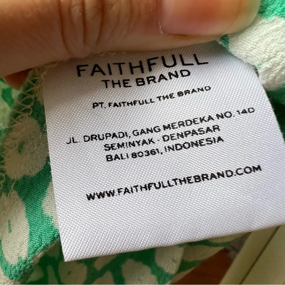 faithfull the brand midi green floral dress size S C8 - Image 6