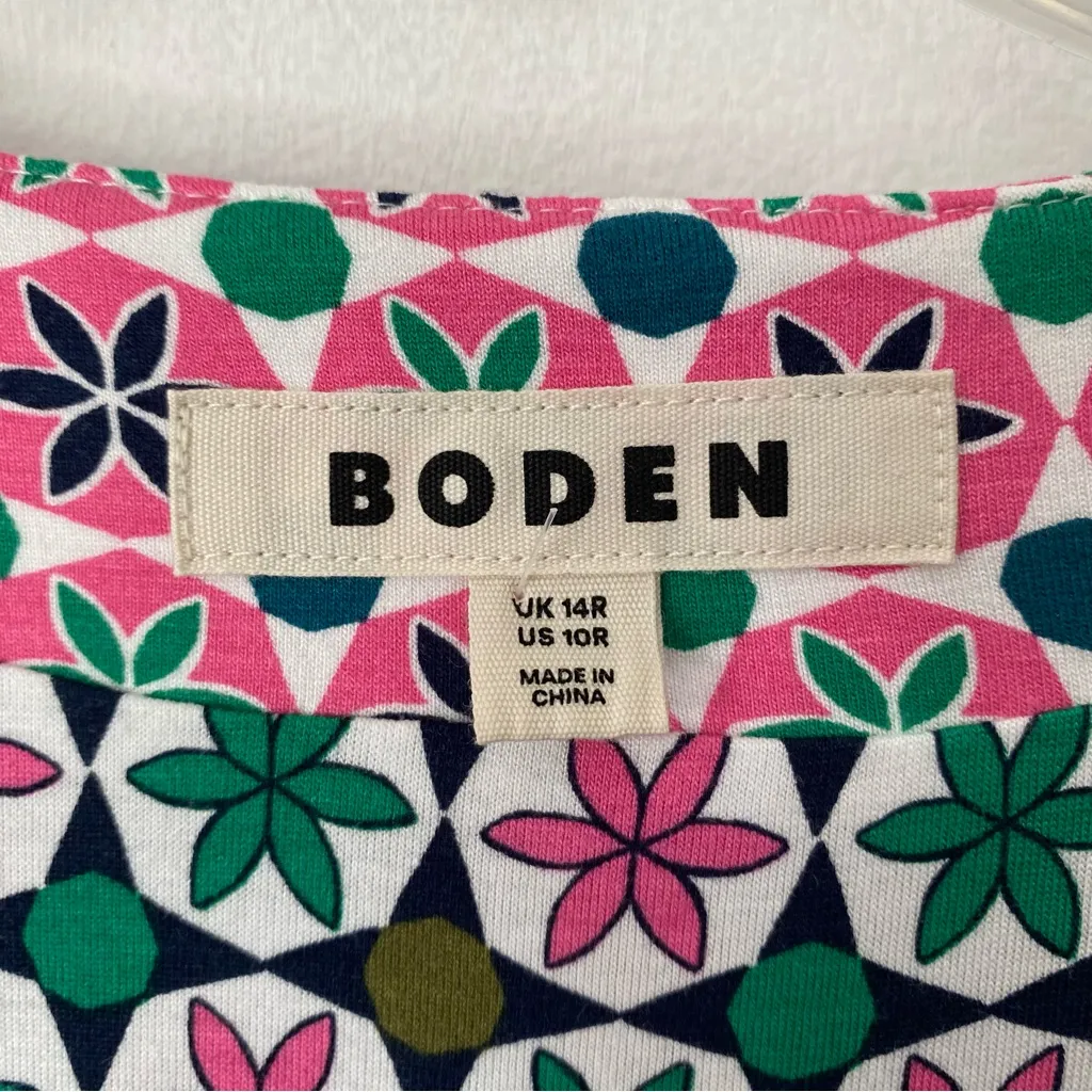 Boden Ellie Flutter Maxi Tea Dress Jersey Knit size 10 Multi Botanic Tile Mosaic - Image 11