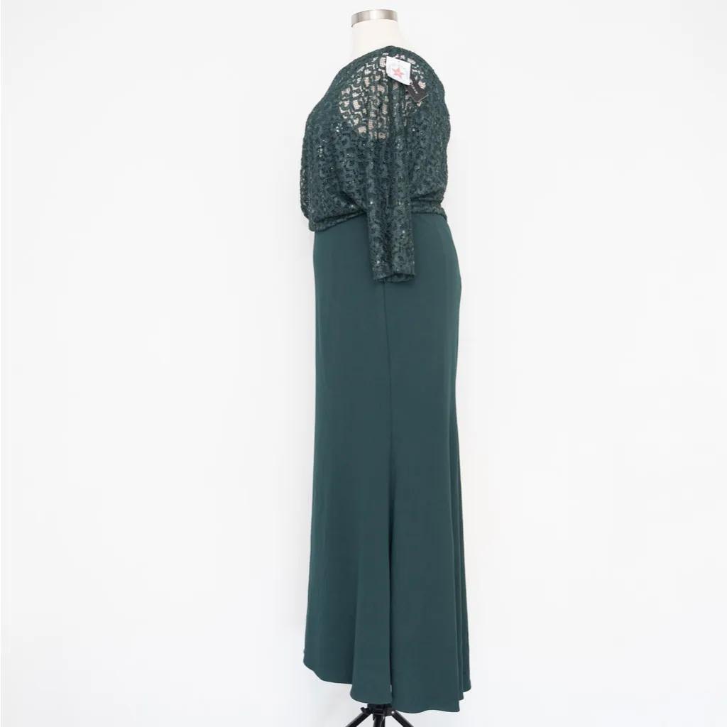 Betsy & Adam -  Lace-Top Asymmetric Long Dress - Image 6
