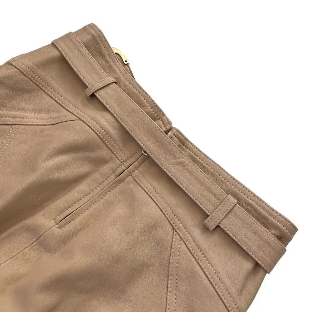 Camila Coelho‎ Luci Leather Mini Skirt in Nude - Image 9