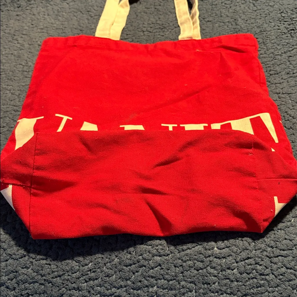 Vanity Fair Bold Red and Cream Tote - Image 5