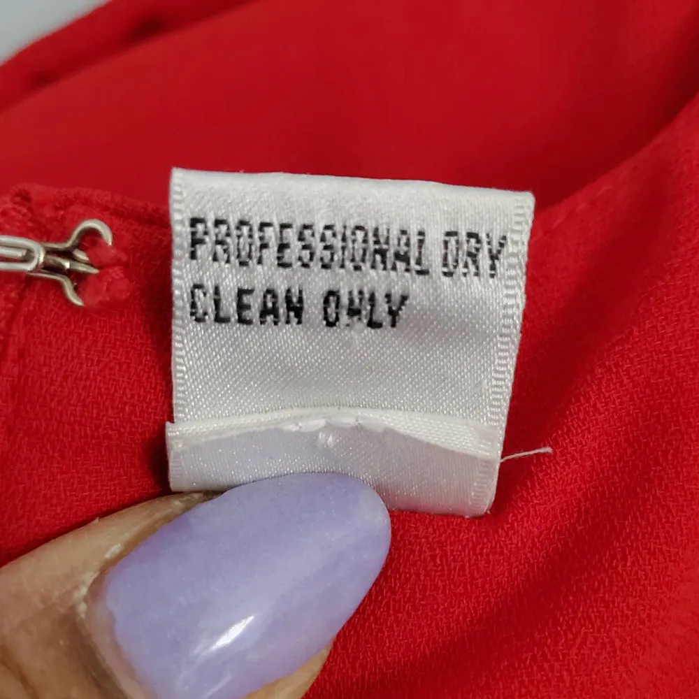 Ms Chaus Vintage Red Long Sleeve Pleated Sheath Midi Dress 14 - Image 9