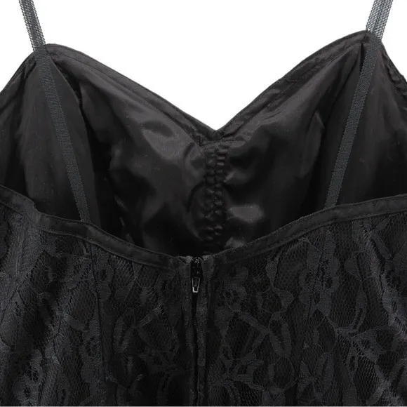 Vintage Nuance 70's Black Lace Tiered Gothic Fairy Ethereal Prom Dress Size 5(S) - Image 6