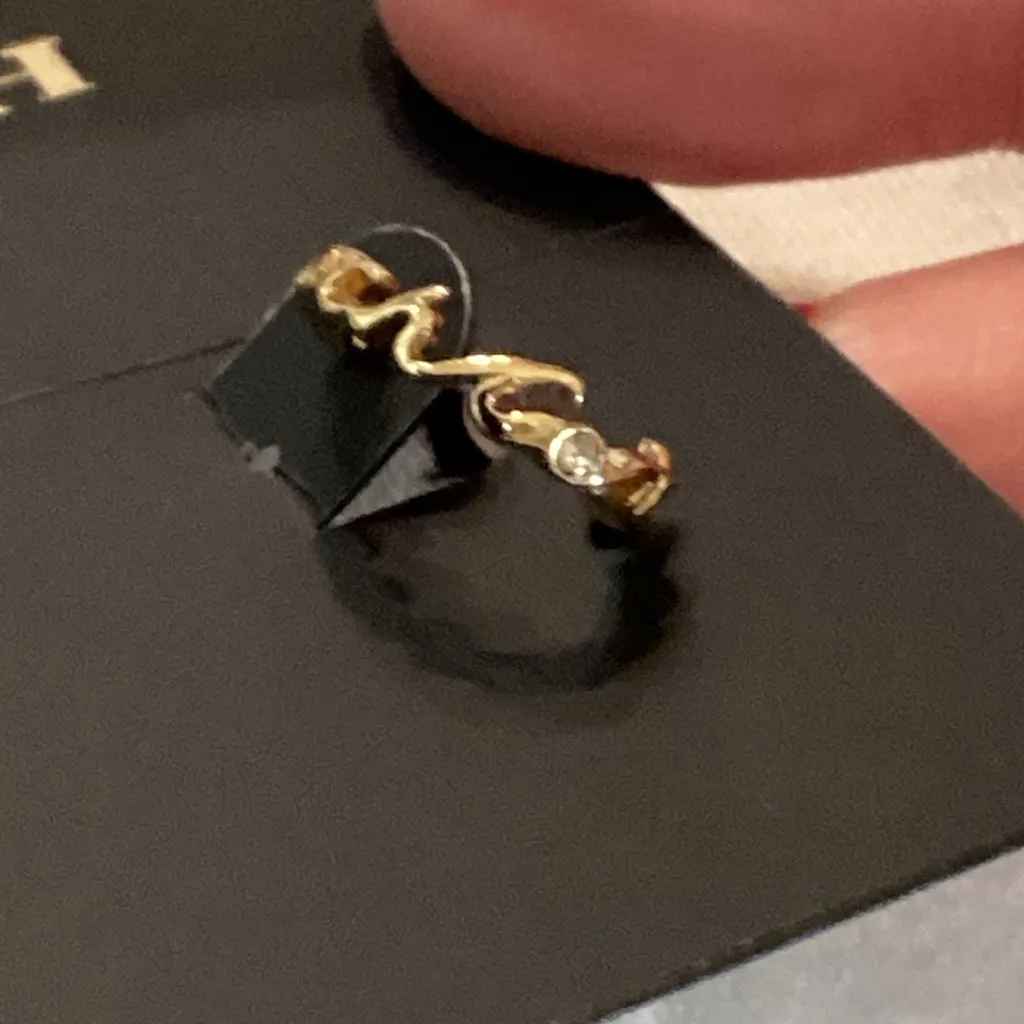 Coach Signature Gold Tone Earrings with Jewelry Bag - Image 3