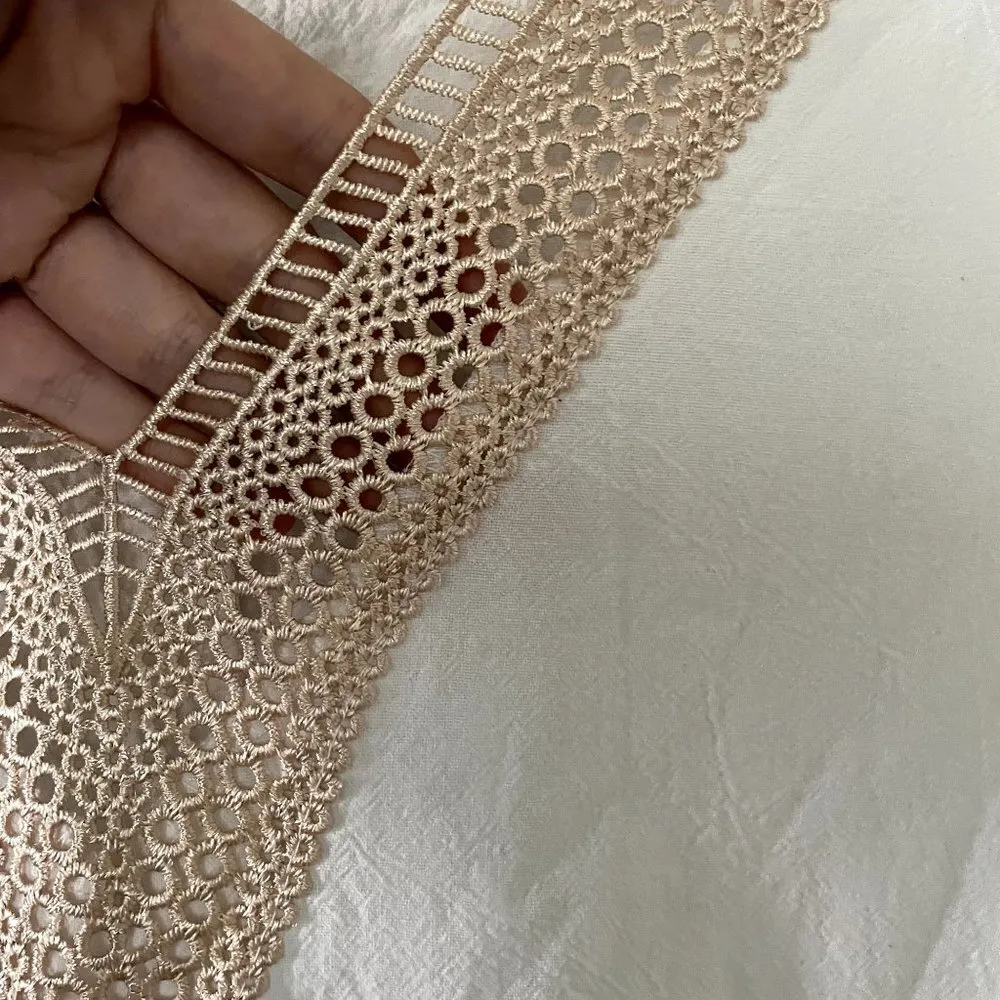 Cotton white Egyptian style sheath dress gold embroidery detail neckline sleeves Size M - Image 3