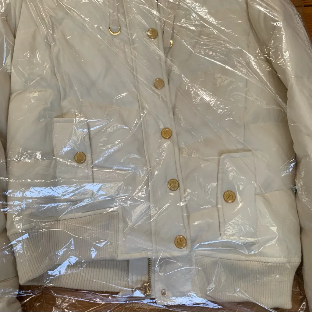 Juicy Couture Pam Gela Down Puffer Jacket Coat White Women's Medium - Image 3