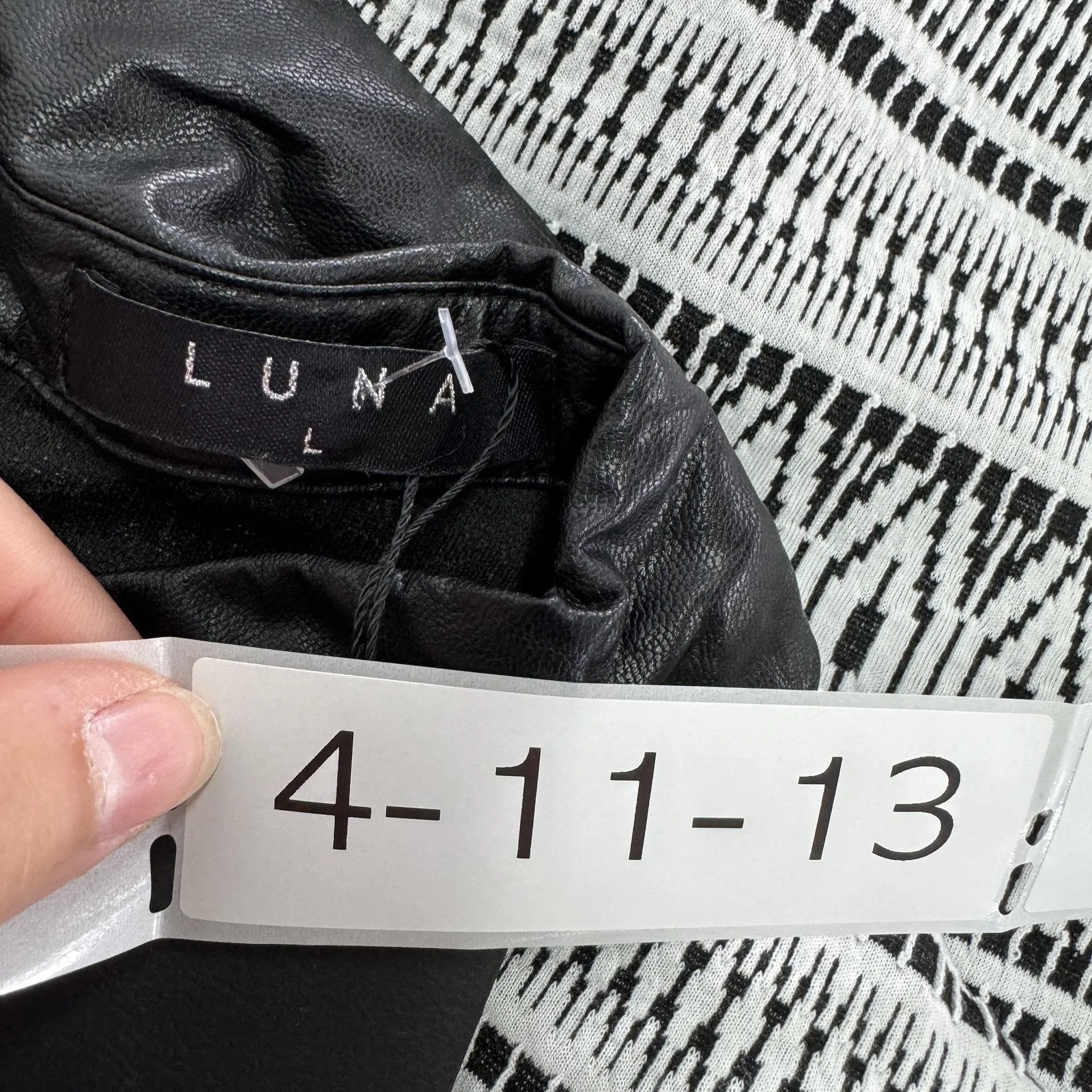 Luna Dress Womens Large Geometric Pattern 3/4 Sleeve Stretch Collared‎ NWT - Image 3