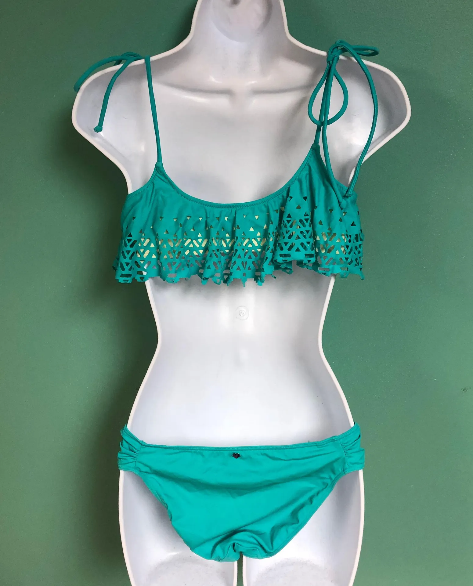 Teal Laser Cut Bikini Set - Image 5
