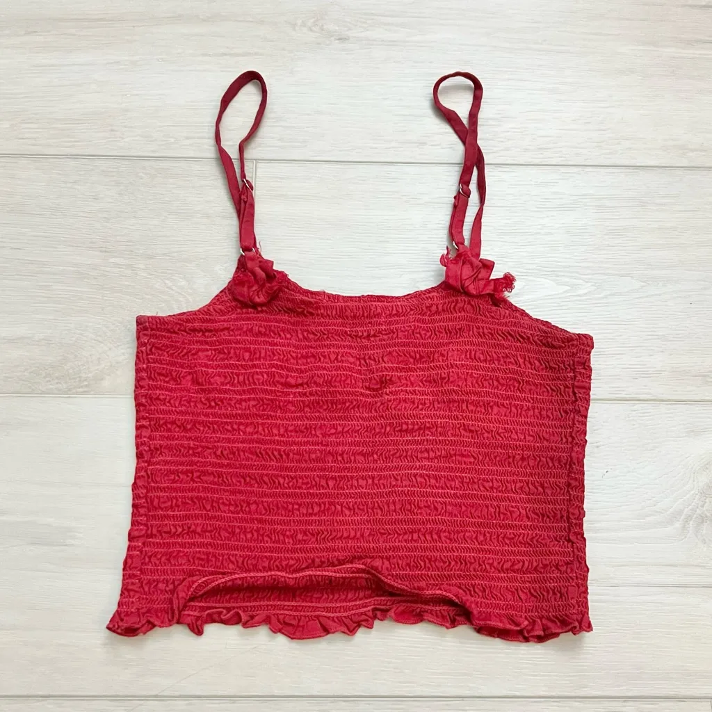 Brandy Melville Ally Tank in Red | Cropped Smocked Tank Top - Image 3