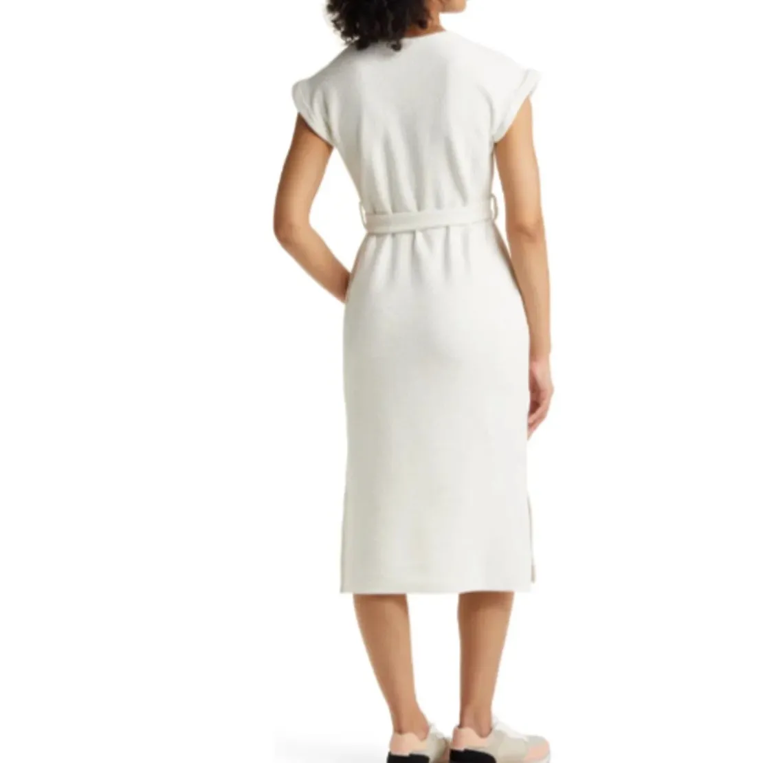 Caslon Cream Knit Belted Midi Sweater Dress Women’s Size Medium Nordstrom Casual - Image 2