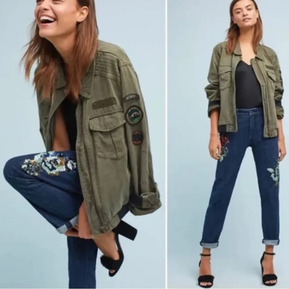 Anthropologie Pilcro and the Letterpress Floral Sequin Slim Boyfriend Jeans 25 - Image 5