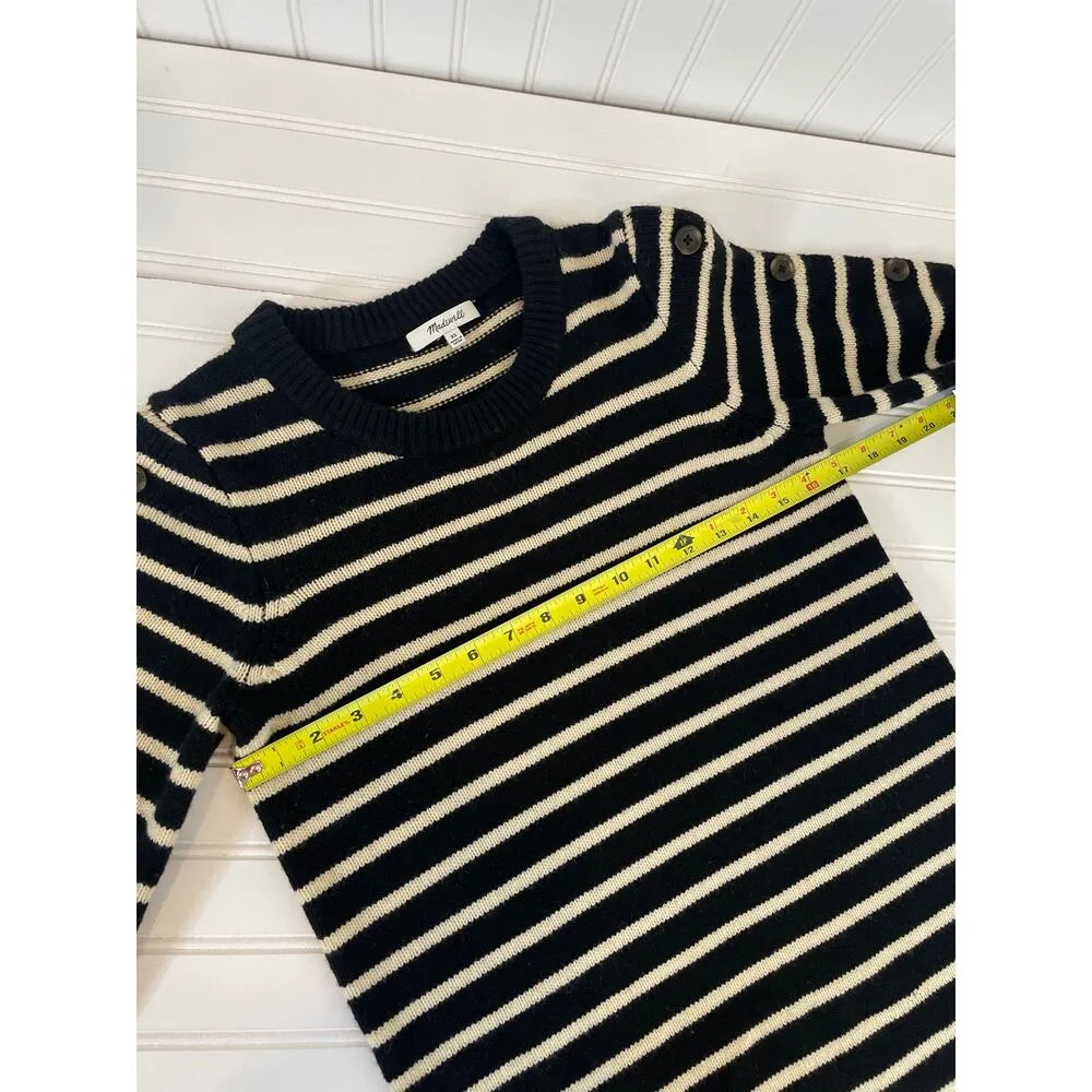 Madewell Womens Sweater Dress Black & White Stripe Merino Wool Mini Size XS - Image 5