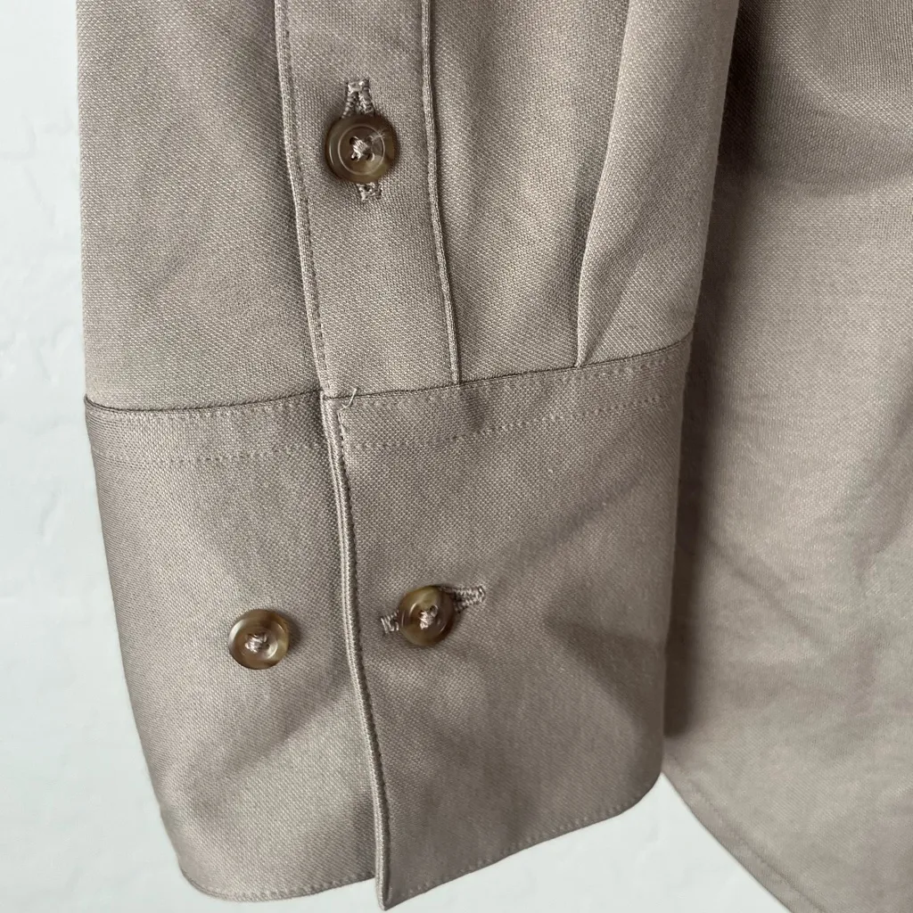 NEW Lululemon Knit Relaxed-Fit button down shirt tan large - Image 8