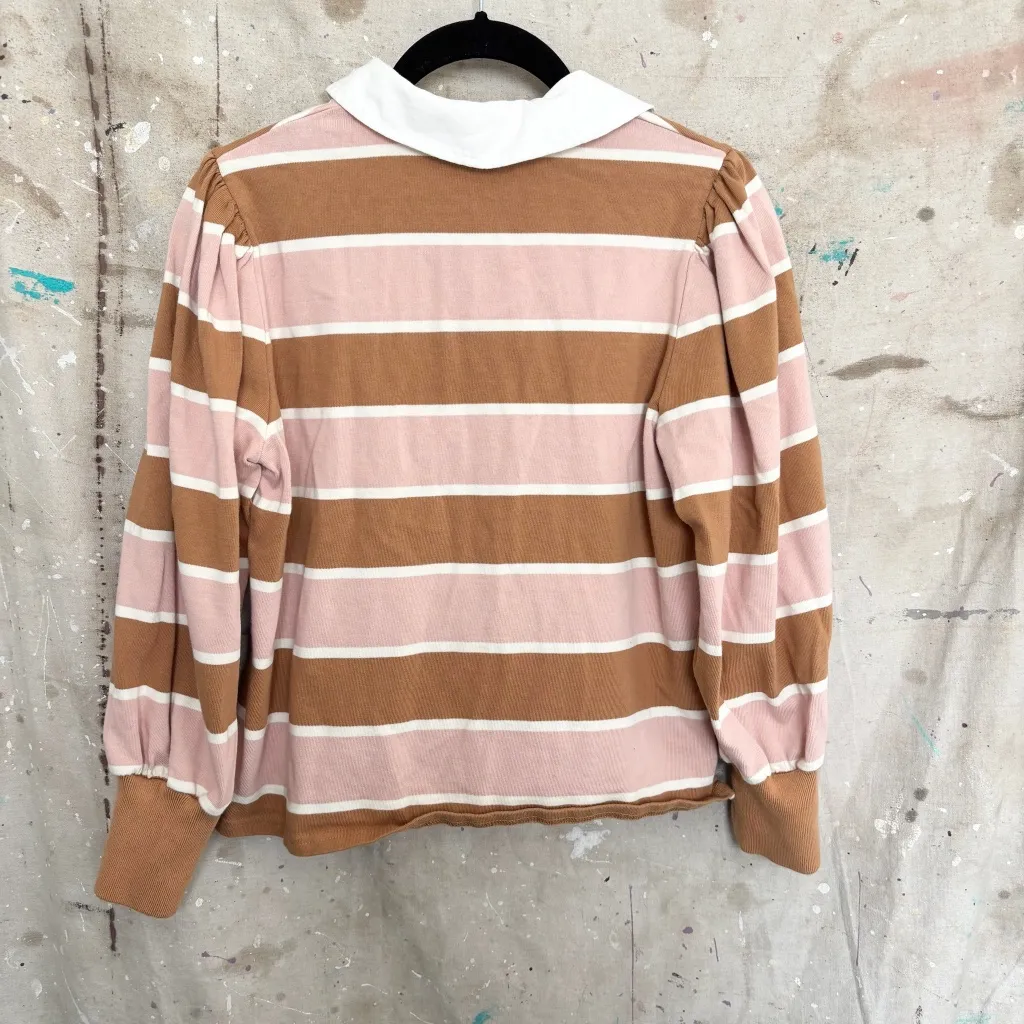 Veronica Beard Presto Rugby Tee in Rose/Teddy - Image 5