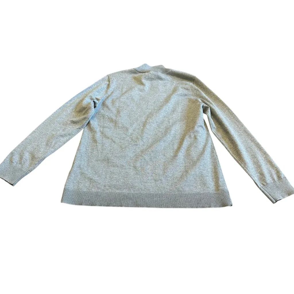 Calvin Klein Silver Grey Sparkle Glitter Sweater Pullover Mock Neck Button Large - Image 7