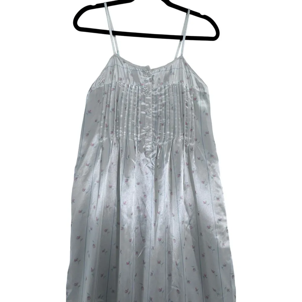 Vintage Fantasies Morgan Taylor white floral spaghetti straps ruffled nightgown - Image 2