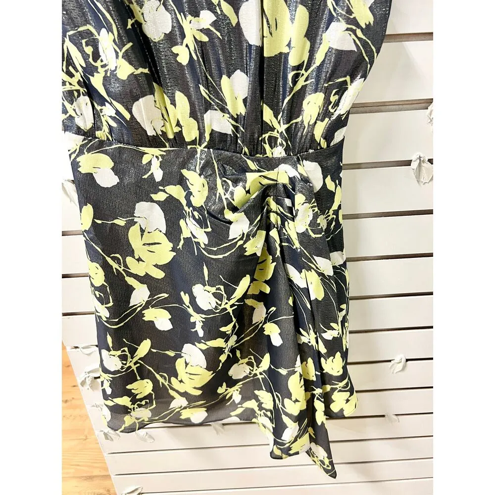 NWT Tanya Taylor Raisa Silk Blend Floral Mini Dress Black/Yellow Women's US 6 - Image 5