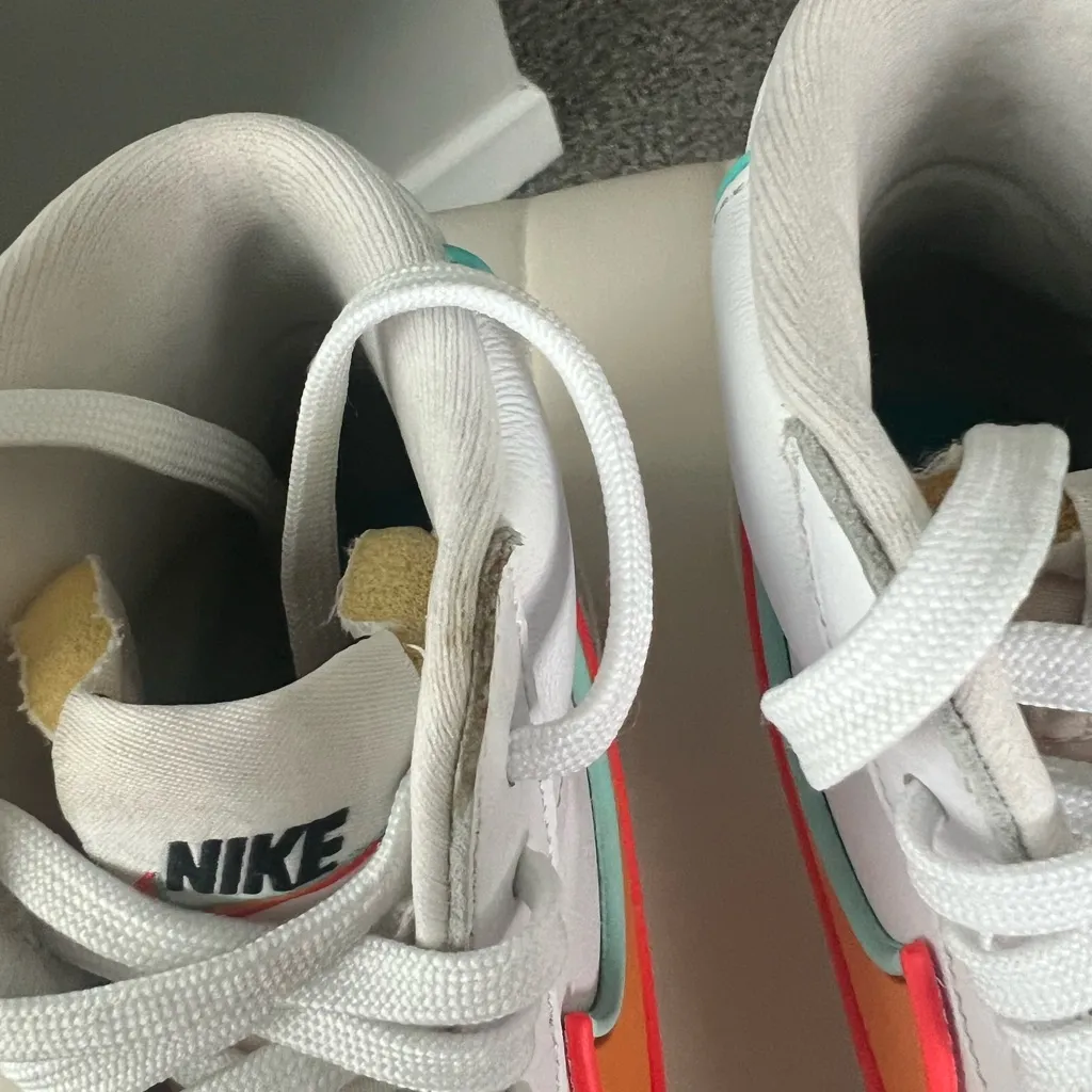 Nike White High-Top Blazers with Orange and Blue Accents - Image 6