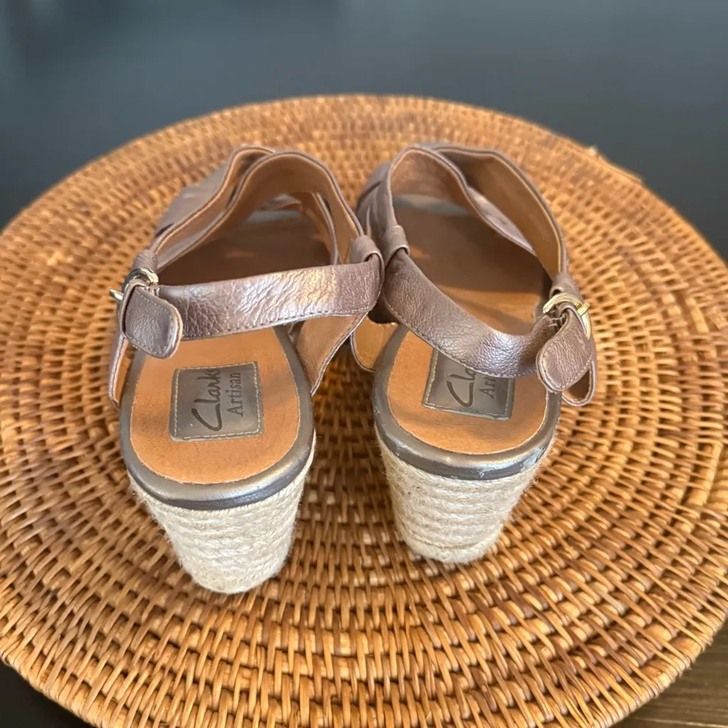Clarks Bronze Wedge Sandals - Image 2