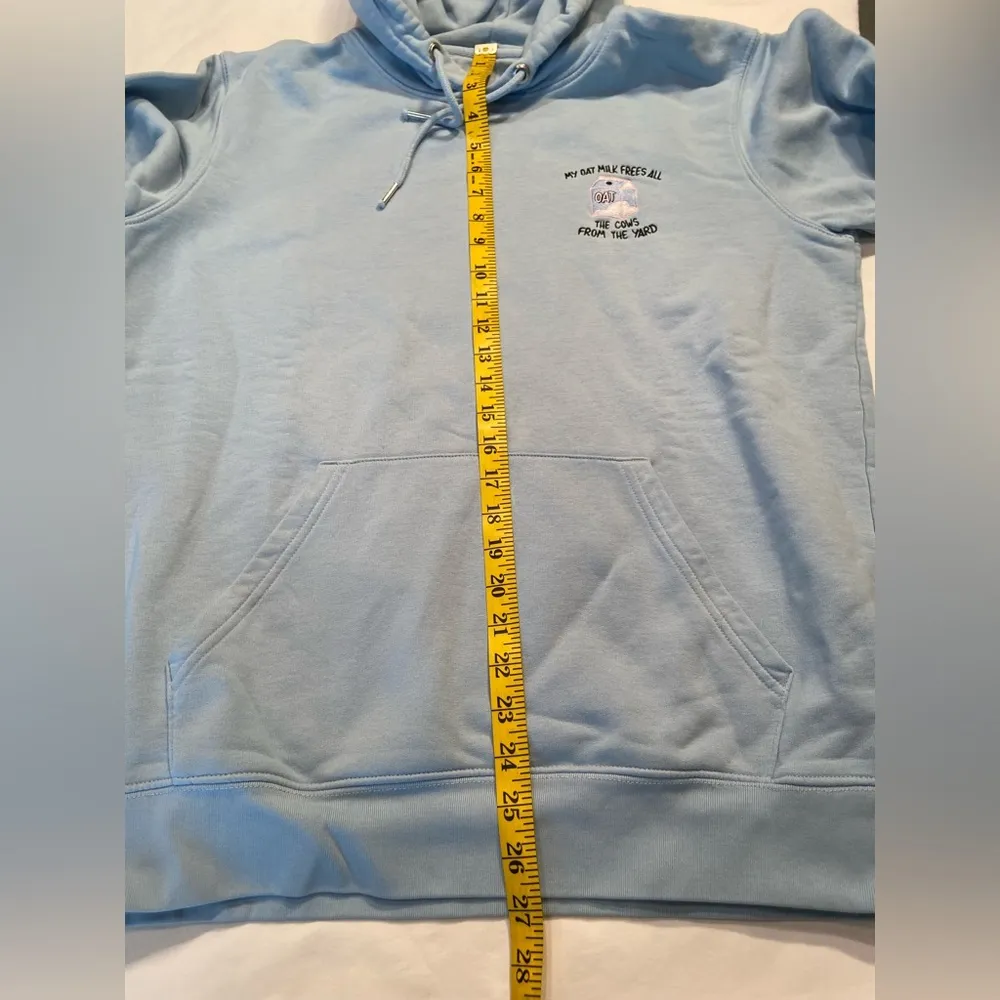 Hoodie Sweatshirt, light Blue, Kangaroo pouch, size M, My Oat Milk Frees all the Blue Size M - Image 6
