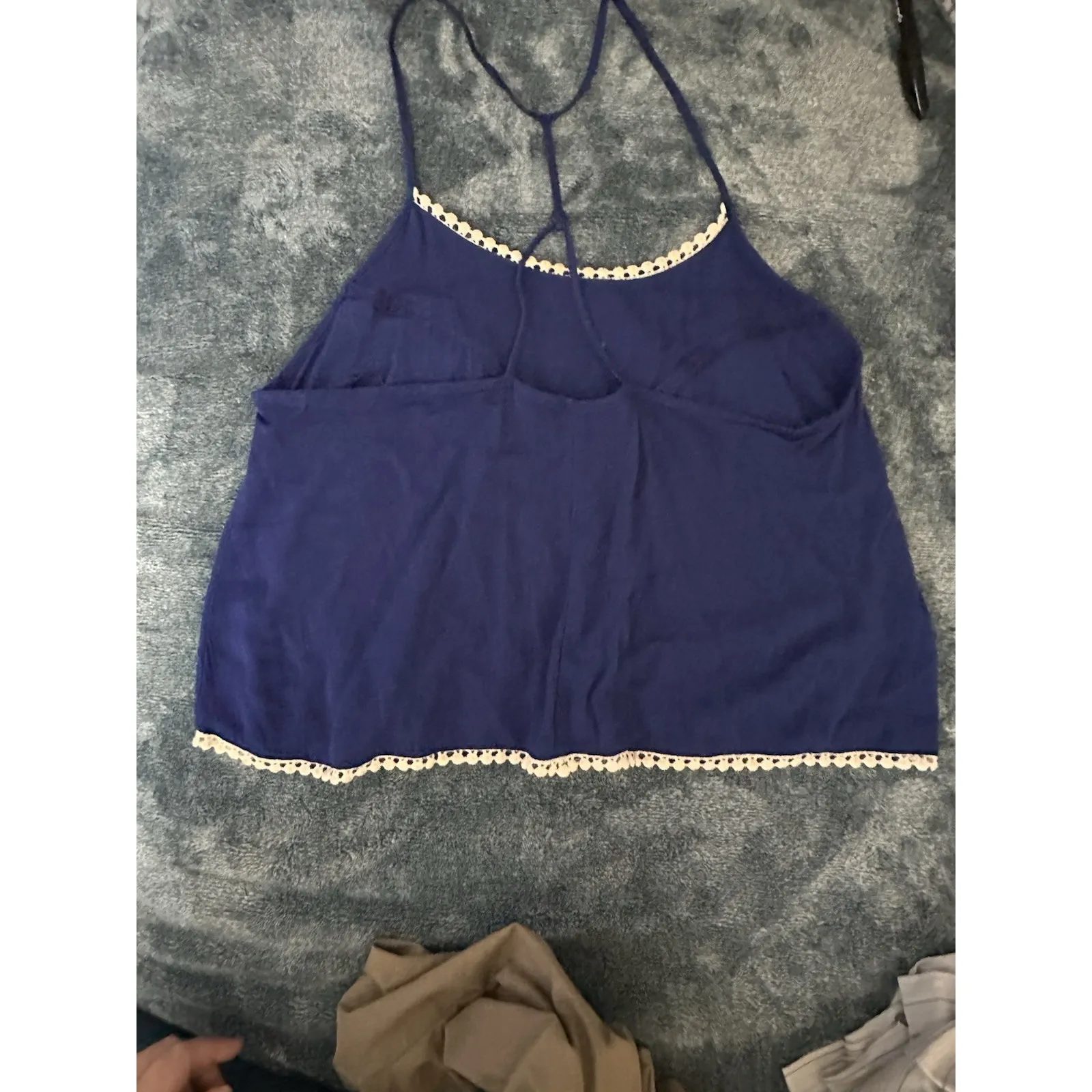 Rue‎ 21 Women's Y2K Babydoll Tank Top Sz M Boho Fairy Paisley Jewel Blue 90s - Image 6