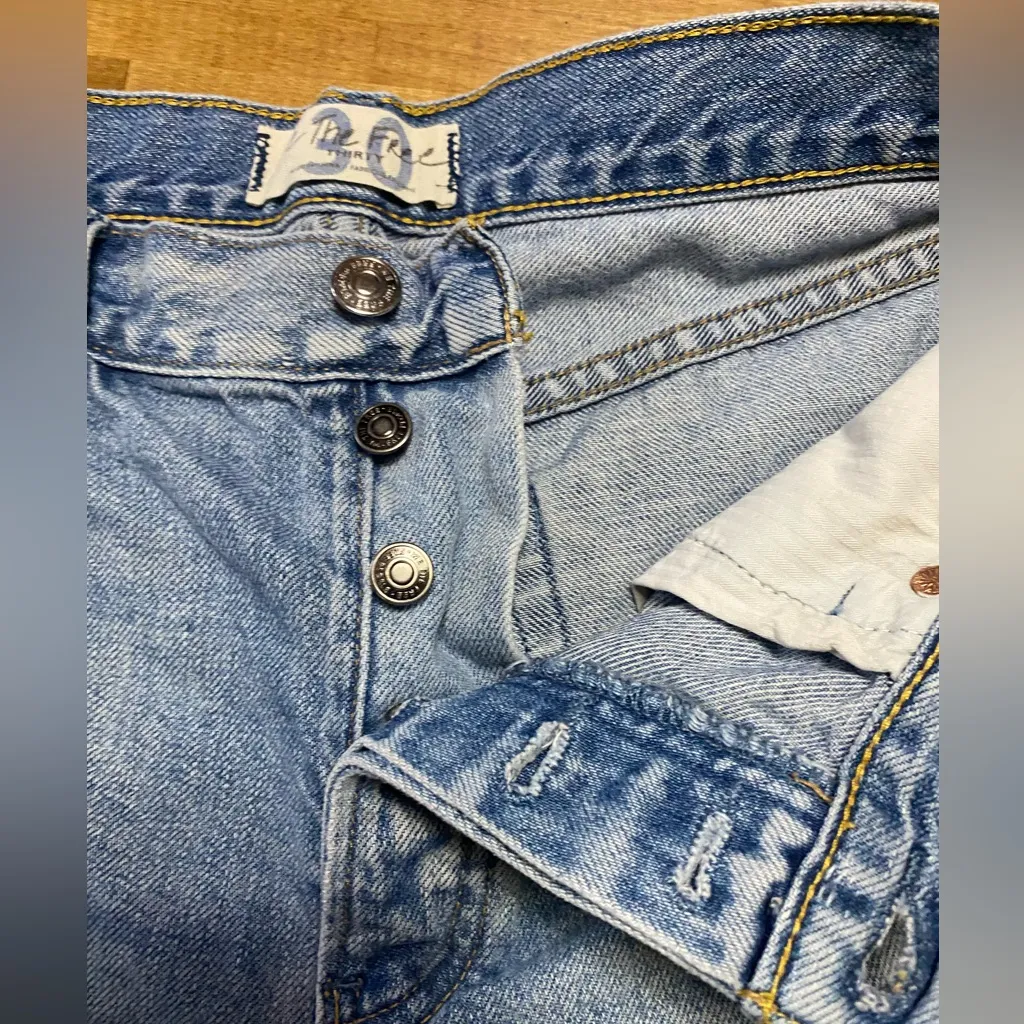 We The Free Light Blue Distressed Jean Shorts - Image 4