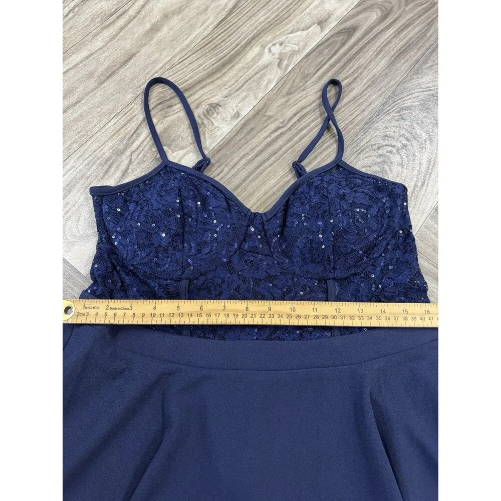 CITY STUDIO Womens Navy Illusion Bodice Bra Cups Short Dress Juniors 15/16 Blue Size undefined - Image 5