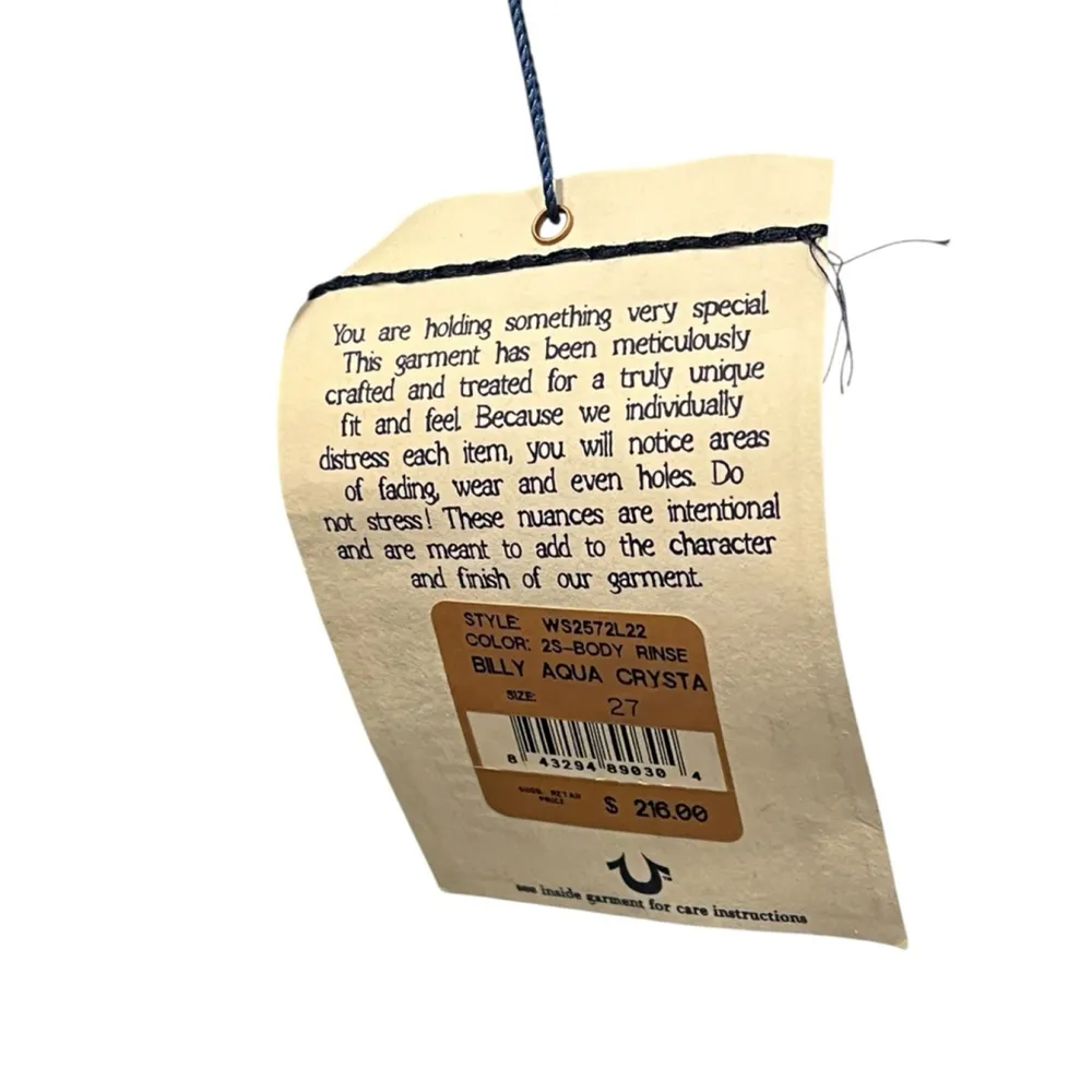 True Religion NWT Vintage Y2K Blue Bling Pocket Jeans Size 27 W32572L22 Women's - Image 5