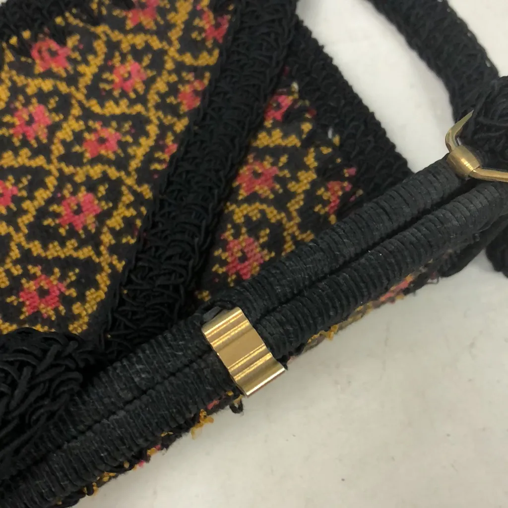 Vintage Miriam Lefcourt hand crafted Knitted Purse Rare tapestry purse 10” x 8” Black - Image 8