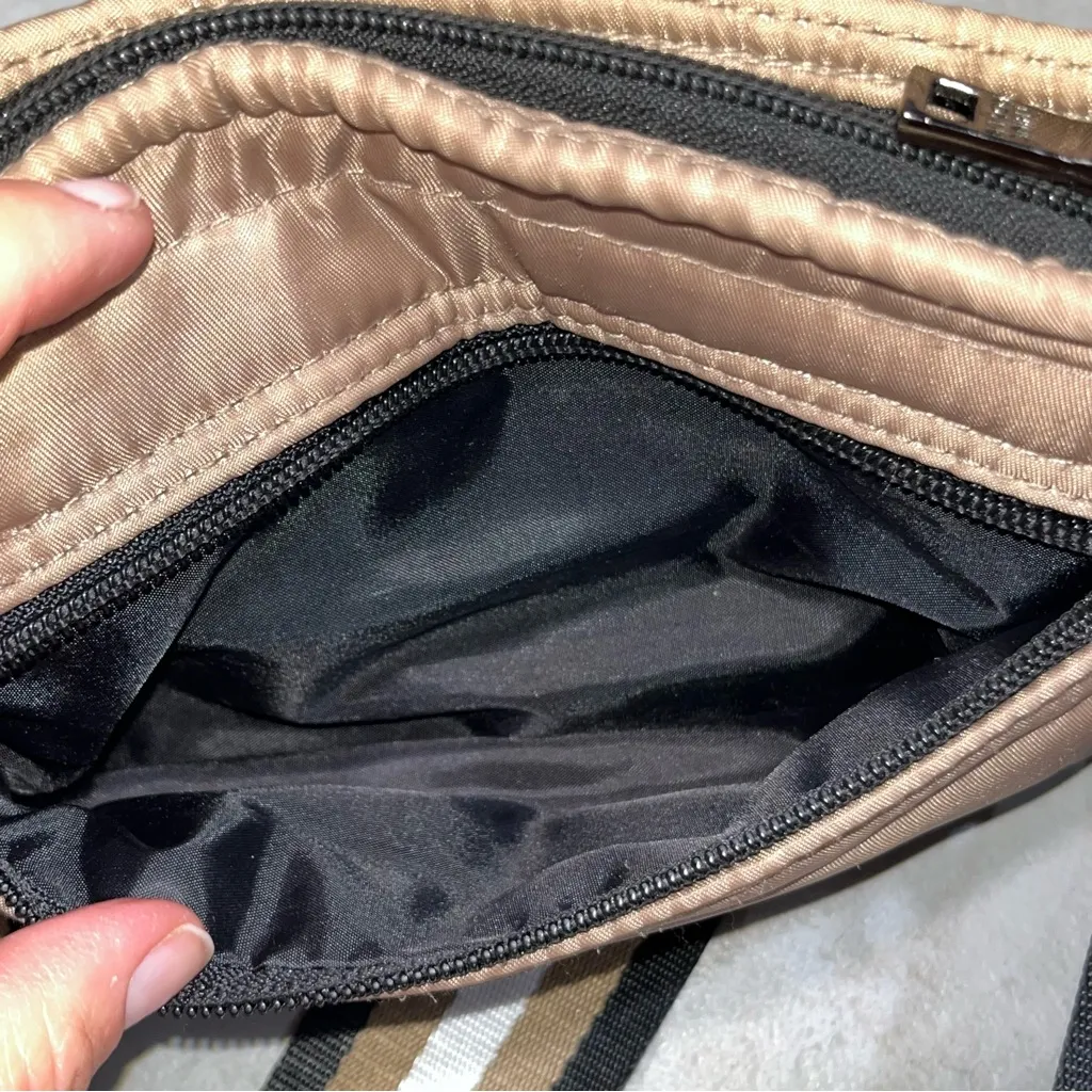 Think Royln Small Tan Nylon Quilted Bum Bag Crossbody Purse Bag - Image 9