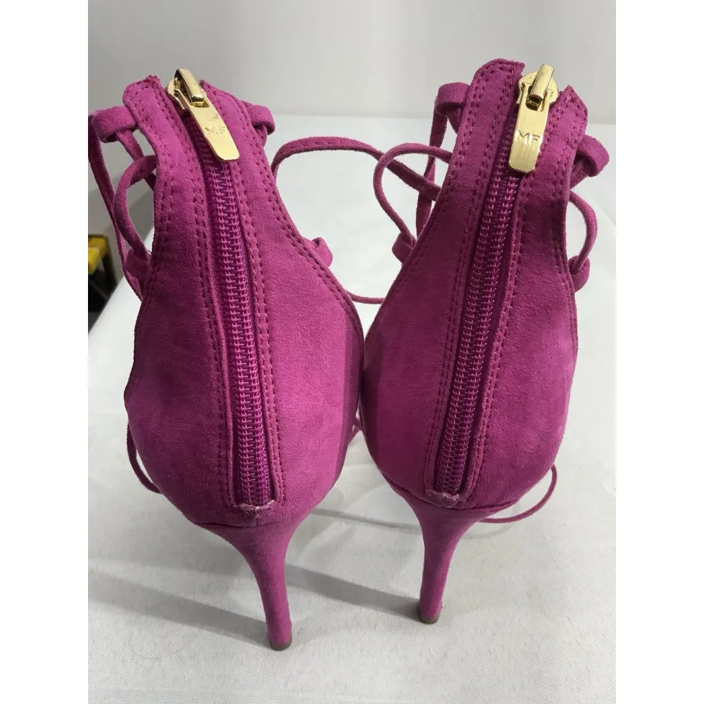 Womans Marc Fisher Sandals 8.5 M Pink Back Zip Strappy Open Toe Stilettos - Image 5