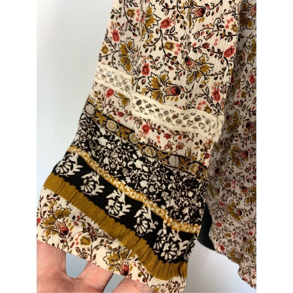 Mason & Belle Women's Boho Rayon Floral Peasant Top Blouse Multicolor Size Large - Image 2