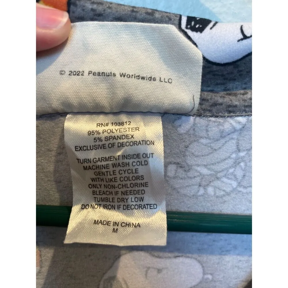 Munki Munki  Peanuts Snoopy Button Up Shirt Pajama Top Gray Women's Size Medium - Image 4