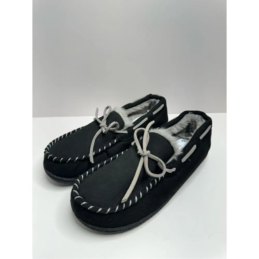 Nordstrom Rack Slippers Womens Size 8 Slip On Black‎ Gray Faux Fur Shoes - Image 2