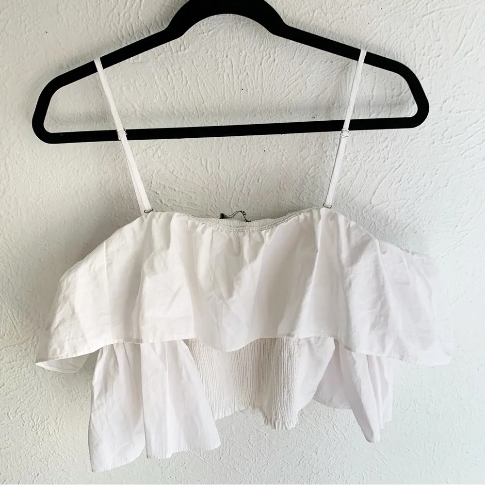 Zara off shoulder ruffle white cropped top - Image 6