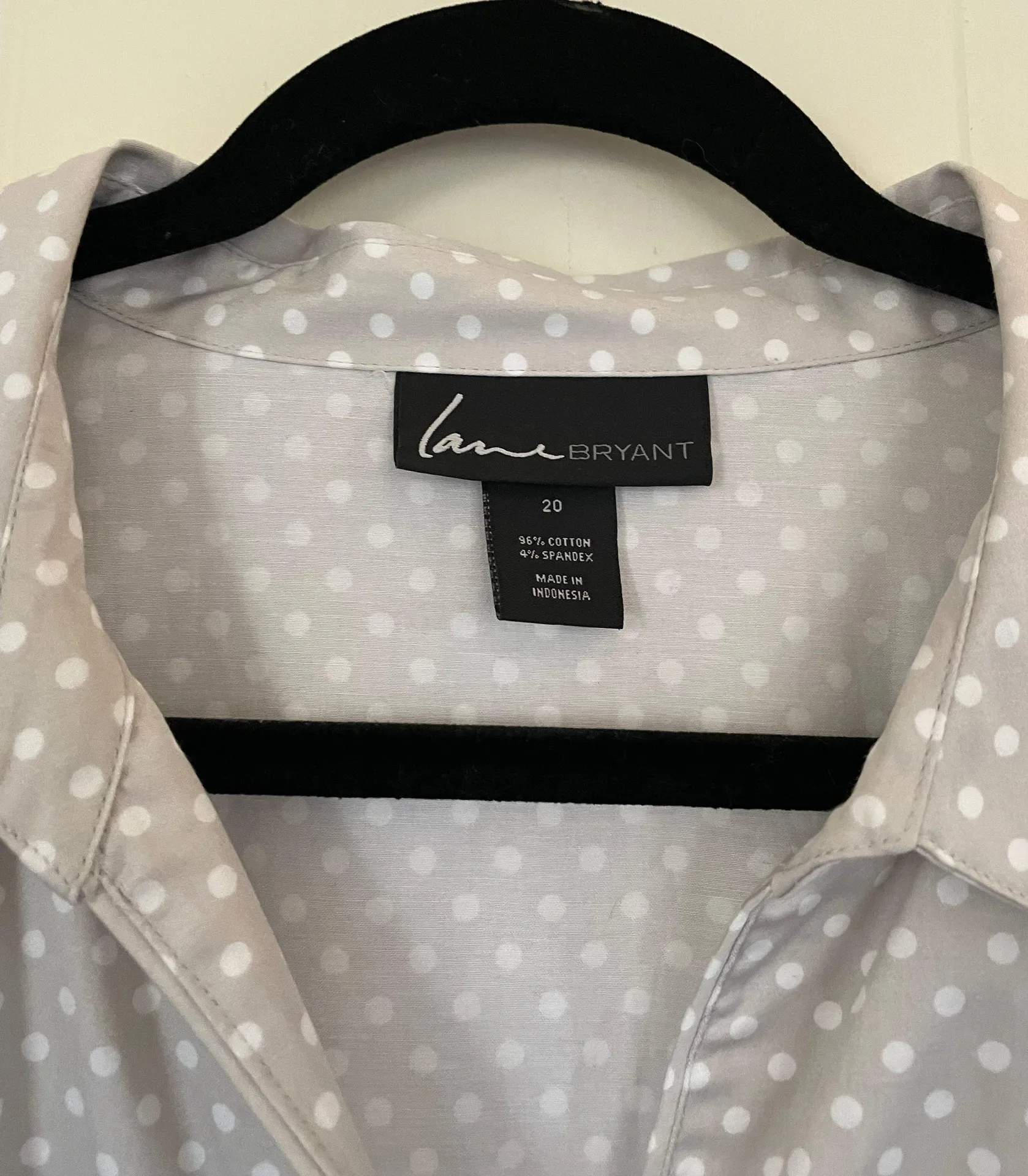 Lane Bryant button down beige polka dot collared shirt 3/4 sleeve Women’s sz 20 - Image 2