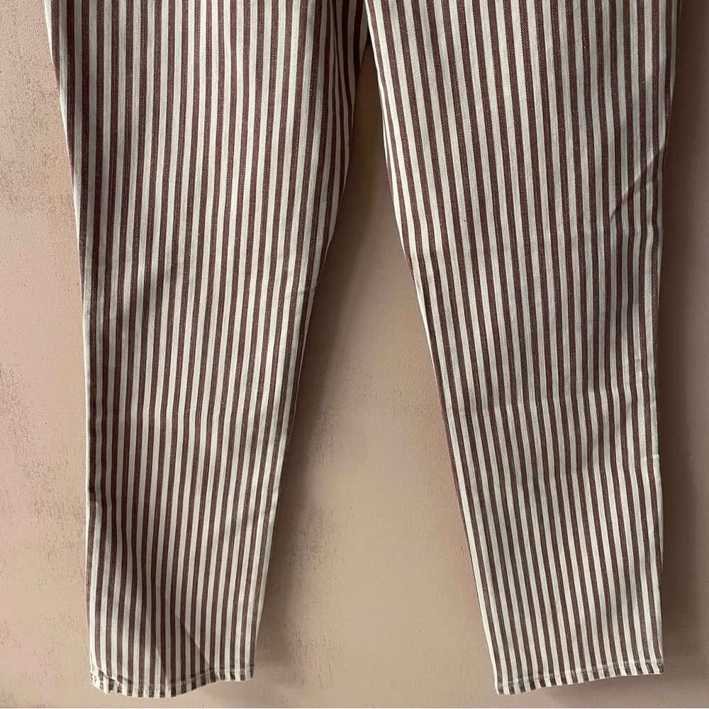 Madewell Red & Cream Striped “The High Rise Slim Crop BoyJean” Jeans Size 24 NWT - Image 15