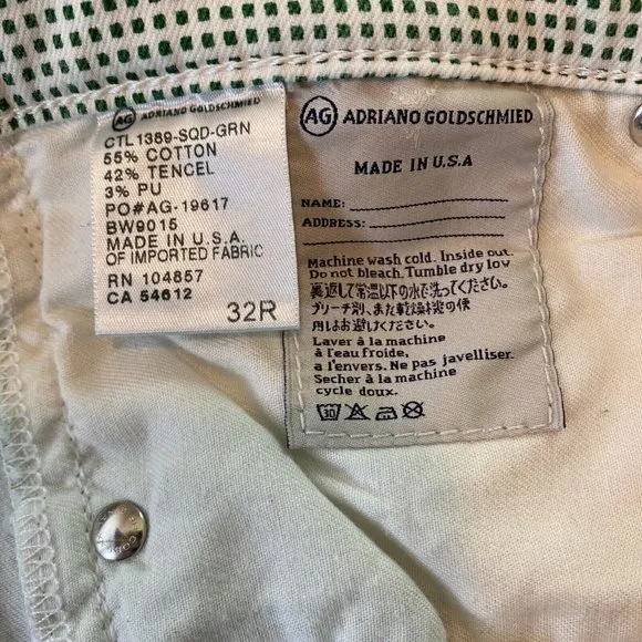 Adriano‎ Goldschmied The Legging Ankle Super Skinny Pants 32R Green White - Image 11