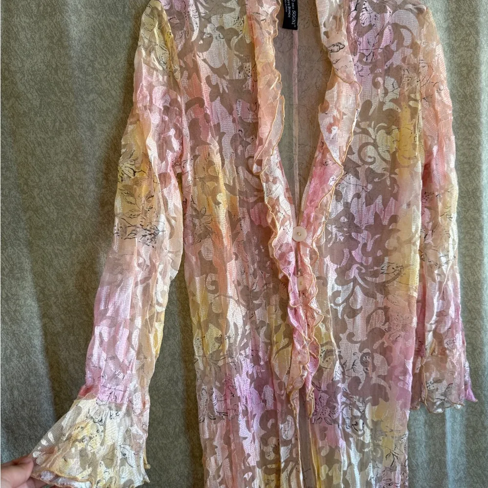 Teatro Dei Sogni by Beppe Bondi Gold and Cream Textured Robe size 14 - Image 8