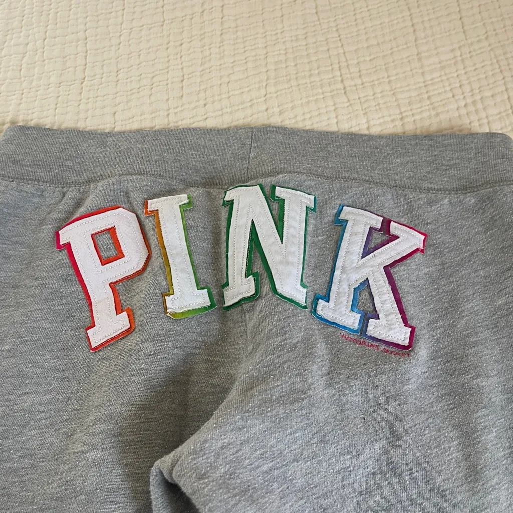 Vintage VS PINK sweatpants capris low rise rainbow butt size small Y2K | pride - Image 2