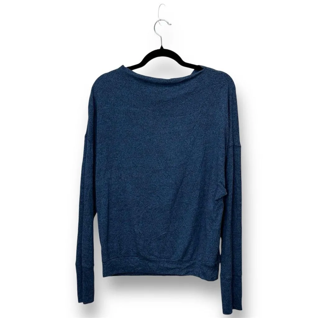 Maplesage Women Blue Sweater with Shoulder Zipper Medium Preppy Light Academia - Image 3