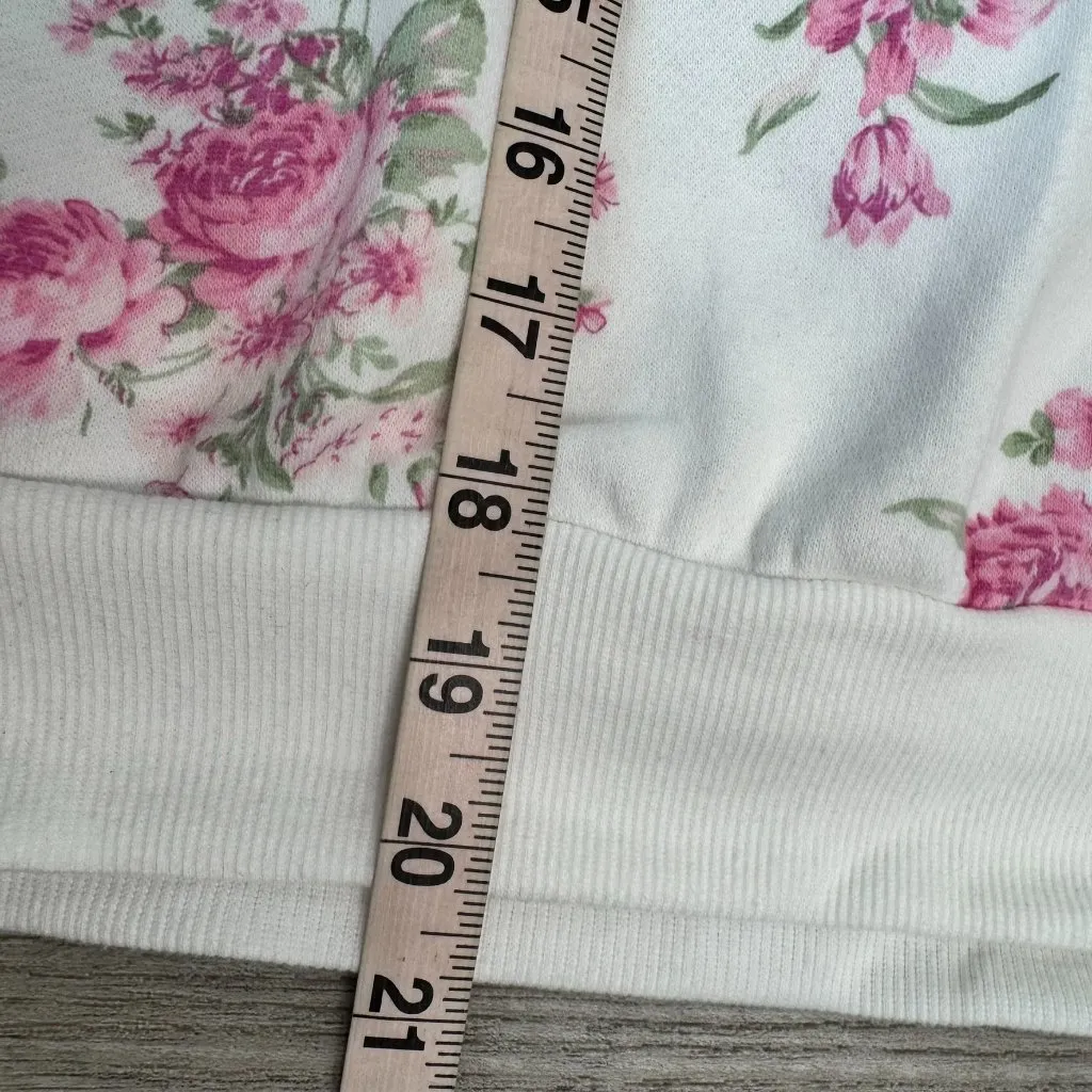 Treasures Shabby Chic cottagecore floral long sleeve pull over crop small D49 White - Image 7