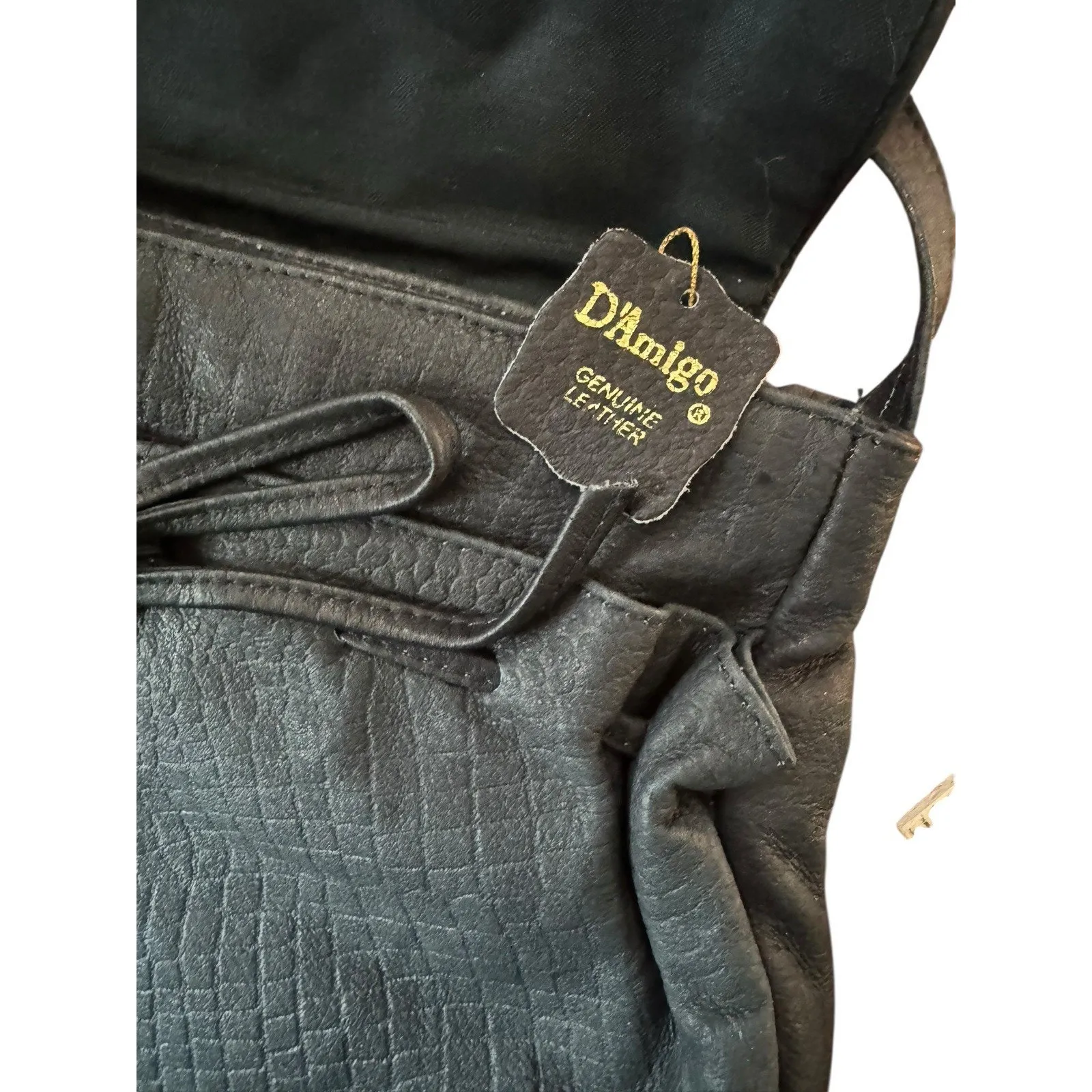 Black Soft D’Amigo Leather Crossbody Purse Bag Bohemian Festival Party READ - Image 3