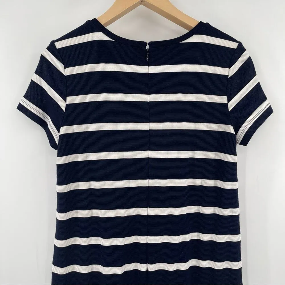 LOFT ANN TAYLOR Stripe Dress Navy White Nautical Business Casual Office Medium - Image 5