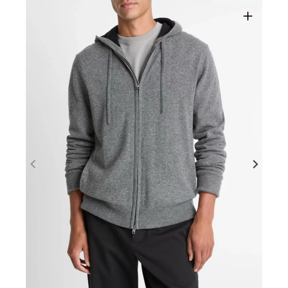 Vince Cashmere Full Zip Hoodie Dark Grey Women Small - Image 4