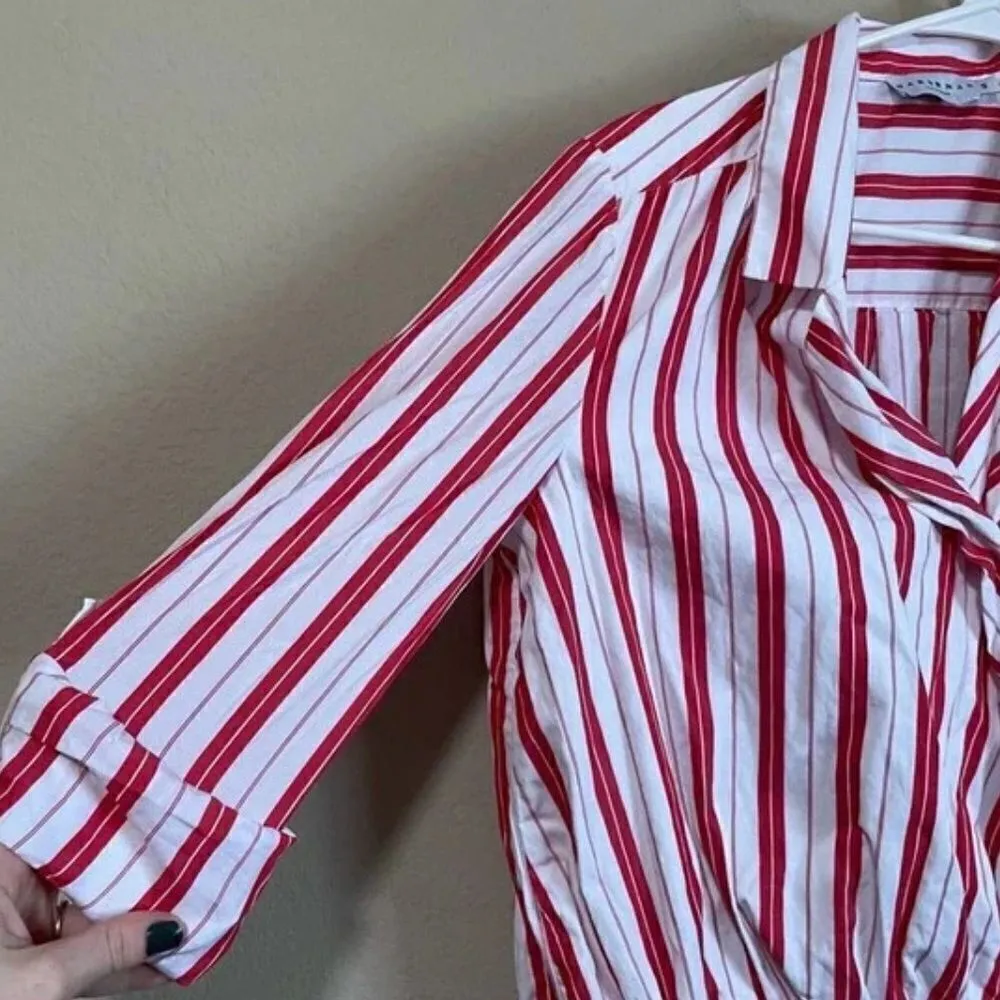 Harshman Striped Surplus Blouse In Red Stripe Red Size M - Image 4