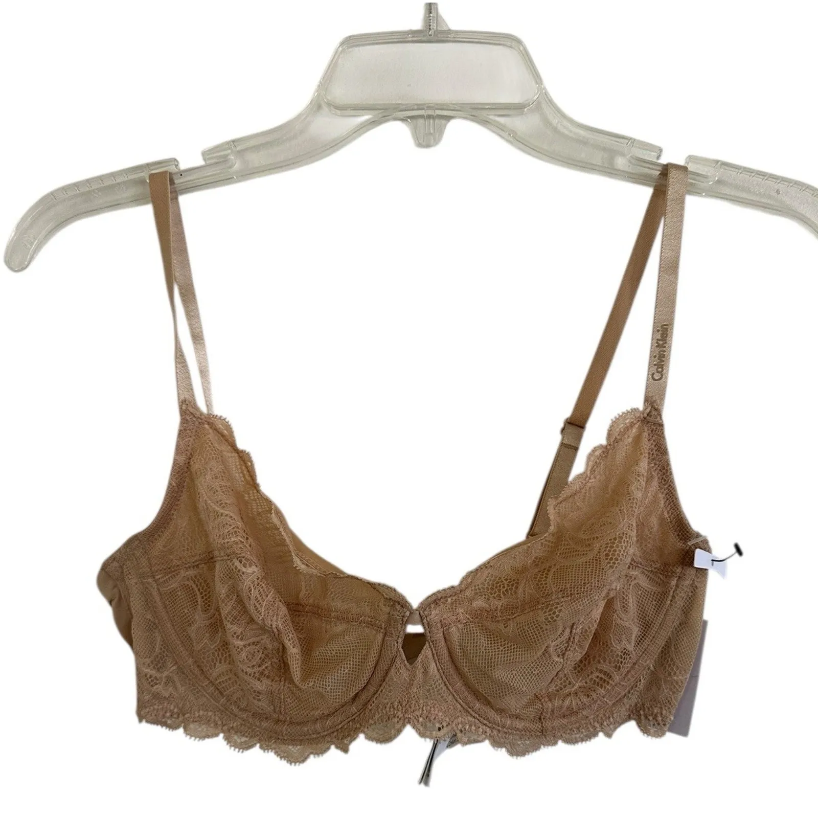 Calvin Klein Womens Seductive Comfort Unlined Lace Bra Size 34C Bare Beige Nude - Image 3
