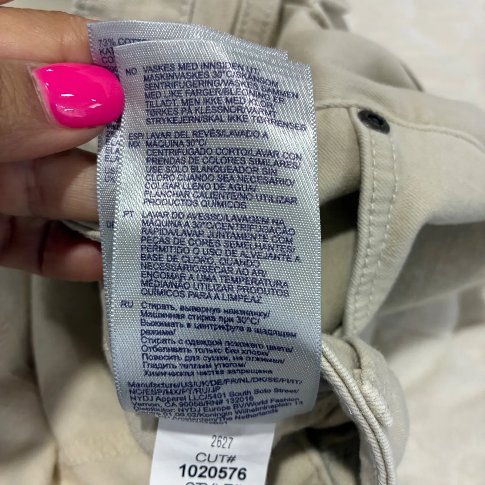 NWT NYDJ Crop Cuff Jeans Lift Tuck Technology Beige Stretch Denim Womens Size 18 - Image 9