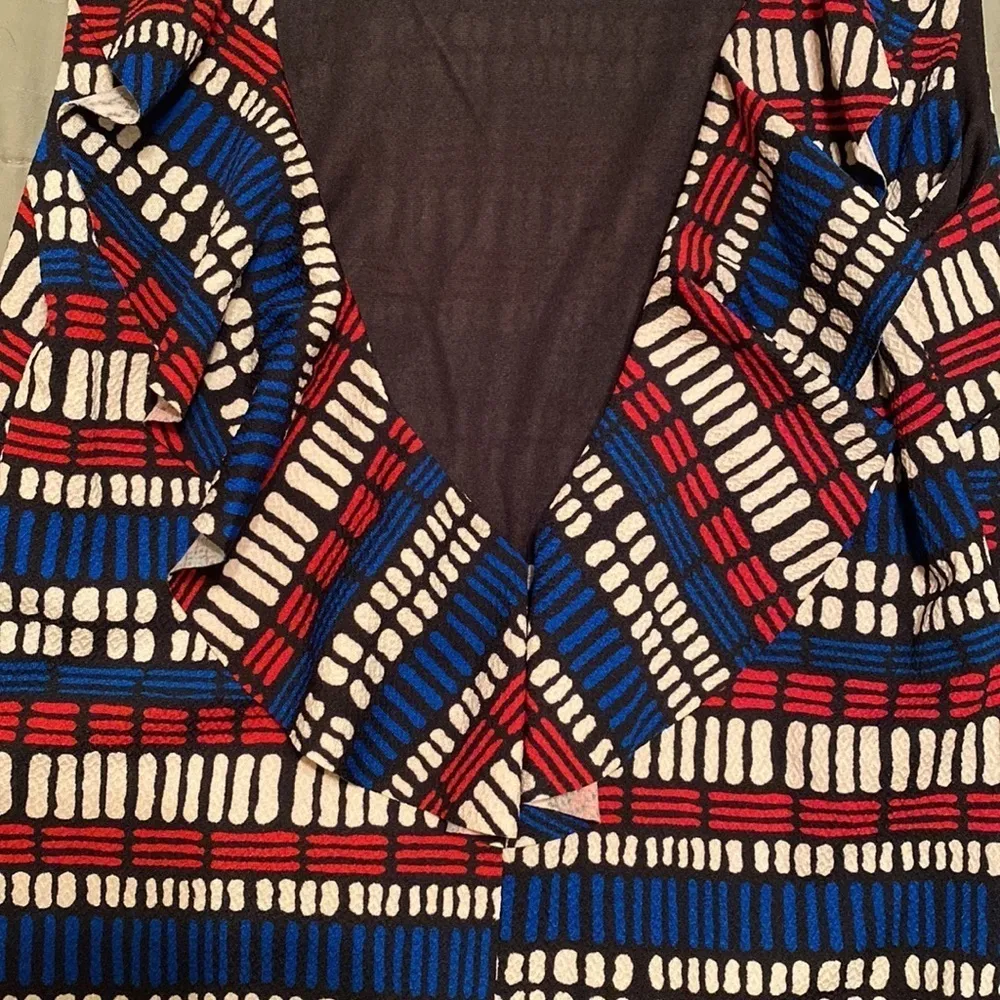 Esley backless red white blue stripe shift dress with back ruffle size small - Image 6