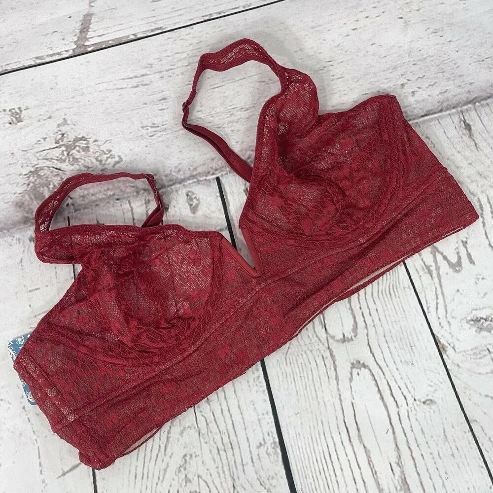Free People Intimately Bra Small Tameeka Underwire Bralette Berry Electric Red - Image 2